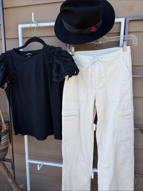 Millibon NEW Cream Drawstring Cargo Flare S